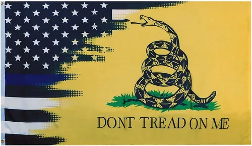 Novedades alternativas: bandera conmemorativa de la policía de la línea azul delgada de Estados Unidos, Gadsden Don't Tread On Me, combinación de
