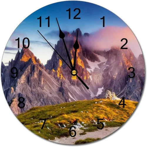 Miniatura 23 de Reloj de pared silencioso sin tictac de PVC, paisaje con hermosa puesta de sol en el campo C, funciona con pilas, 10 pulgadas (9.8 in), reloj