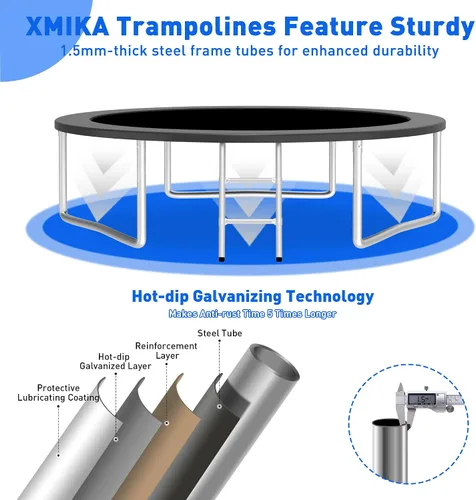Miniatura 4 de Trampolín para exteriores de 1500 libras con luz+rociador+calcetines, trampolín resistente de 16 pies, 14 pies, 12 pies, con aro de baloncesto