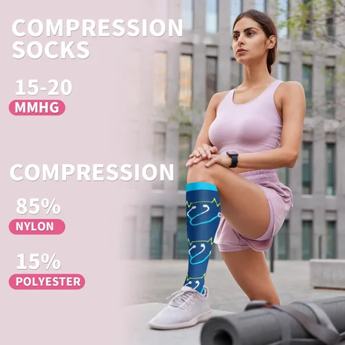 Miniatura 9 de Sooverki - Calcetines de compresión de cobre para circulación, para mujeres y hombres, 6 pares, para correr, atletismo, medicina, enfermería, viajes