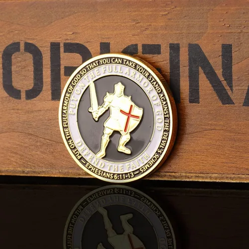 Miniatura 2 de Ponte la moneda de desafío de armadura completa de Dios, moneda conmemorativa de oración medallón coleccionable