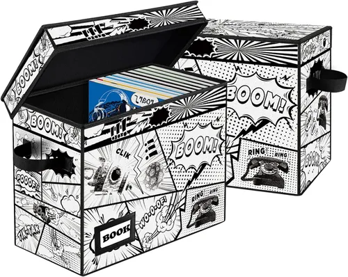 Miniatura 14 de Paquete de 2 Cajas de Almacenamiento de Cómics de Colección, Organizador Protector 15.8" X 7.8" X 11.8" Caja Corta Plegable con Capacidad