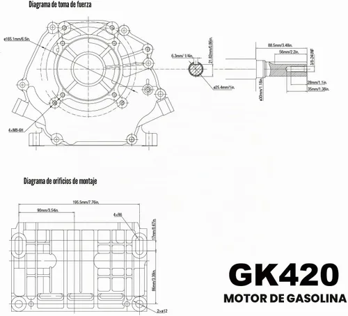Miniatura 2 de Genkins Motor multiusos a gas de arranque de retroceso de 15 HP 420cc, GK420..