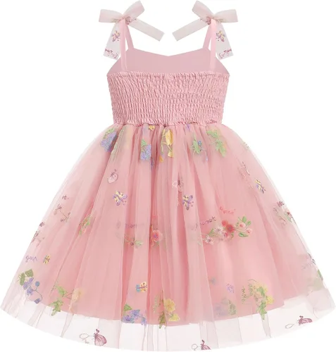 Miniatura 16 de IMEKIS Vestido de princesa de cumpleaños para niña pequeña, confeti brillante, bohemio, arco iris, pastel, sesión de fotos, traje para 1-6T