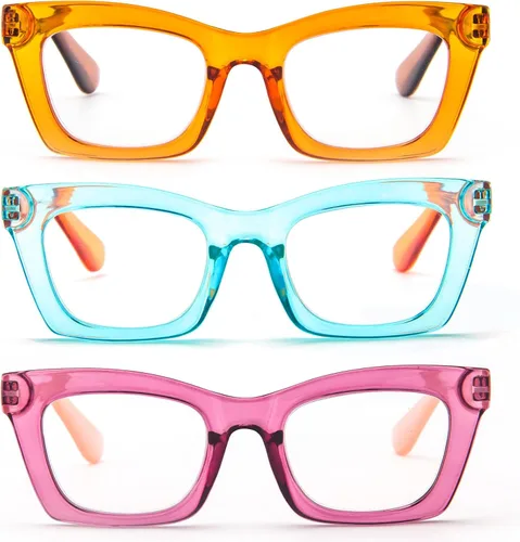 Miniatura 16 de Gafas de lectura para mujer, estilo Oprah, de gran tamaño, con bisagra de resorte cuadrada, lentes de bloqueo de luz azul