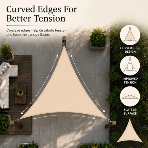 Miniatura 4 de ShadeMart Toldo impermeable triangular de 12 x 12 x 12 pies, color beige, toldo con 95% resistente a los rayos UV, para patio, terraza, balcón