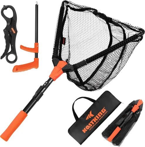 Miniatura 11 de KastKing Pontus - Red de pesca para pescar, plegable y ligera, red de pesca de agua dulce con escala de longitud integrada, mango de aluminio, malla