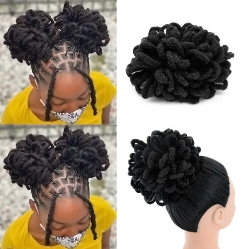 Miniatura 36 de Yinmei Baibian Loc Cola de Caballo con Cordón Moño de Pétalos Moños de Rastas Afro Rojas Cola de Caballo Rizado Hinchado Trenza Colas de Caballo