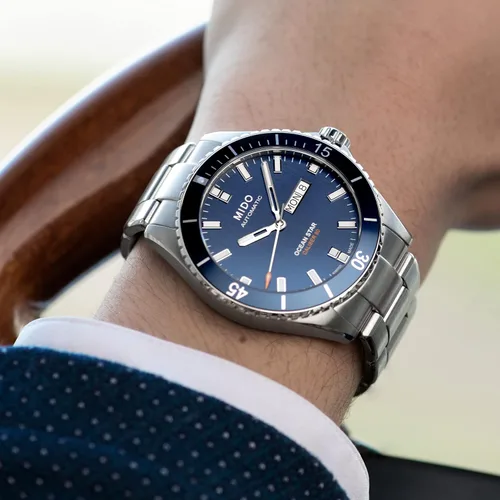 Miniatura 4 de Mido M026.430.11.041.00 Ocean Star Reloj automático analógico de acero inoxidable azul y plateado para hombre, Azul Patchwork, Reloj de buceo
