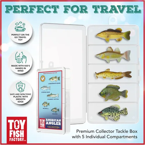 Miniatura 4 de Toy Fish Factory American Angler Collection - Juego de peces de juguete, figuras de peces de juguete, pez gato de lobina grande, juguete educativo