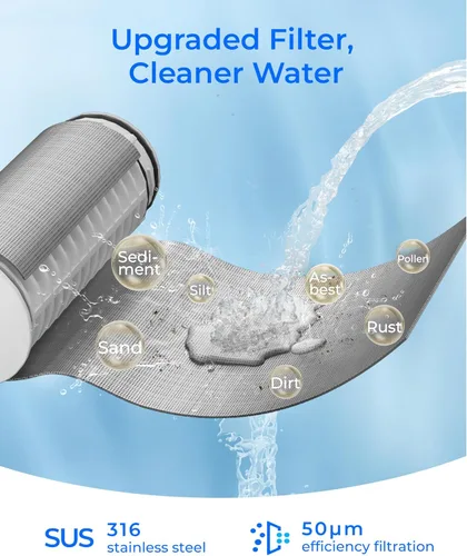 Miniatura 4 de Waterdrop Filtro de sedimentos giratorio, sistema de filtro de agua reutilizable para toda la casa, sistema de prefiltro lavable para agua