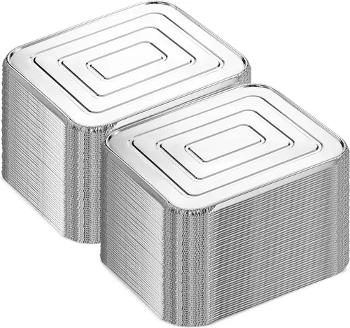 Miniatura 10 de MontoPack Bandejas de aluminio de lámina de 9 x 13, tamaño medio, con tapas [Paquete de 20] Latas para chafar de tamaño estándar premium
