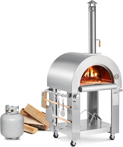 Miniatura 10 de VEVOR Horno de pizza para exteriores 2 en 1, horno y parrilla de pizza de propano de 13 pulgadas, horno de gas propano de mesa de 12,000 BTU