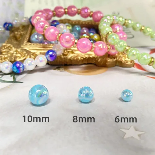 Miniatura 3 de 800 piezas 6mm cuentas de perla AB coloridas brillantes de plástico sueltas para manualidades cuentas espaciadoras para joyería, aretes, pulseras