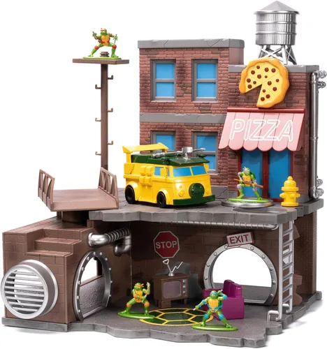 Miniatura 8 de Jada 34679 - Juego de diorama de tortuga ninja con figuras y vagón de fiesta Nano Scene Series