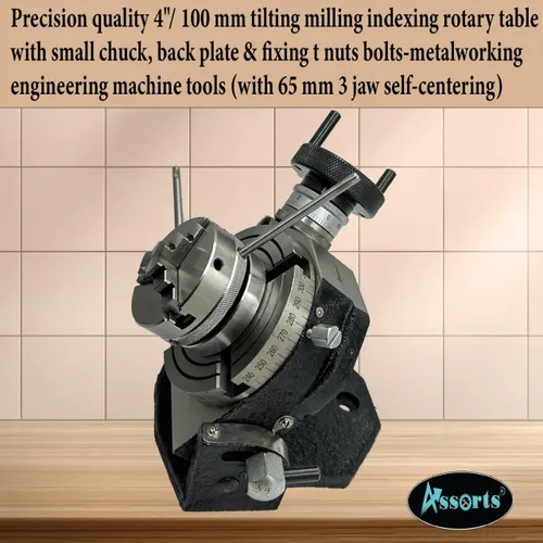 Miniatura 3 de Mesa giratoria de precisión de 4 "/ 100 mm de inclinación para fresado con portabrocas pequeñas, placa trasera y tuercas en T de fijación, máquinas