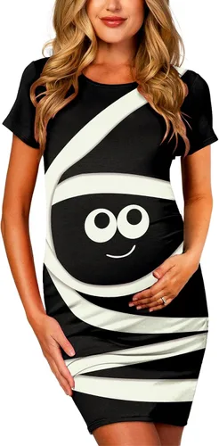 Deerose Vestidos de embarazo para el día de Pascua para mujer, con estampado de conejito de huevo