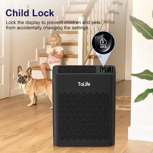 Miniatura 6 de ToLife Purificadores de aire para el hogar, habitación grande de hasta 1295 pies cuadrados, con pantalla PM 2.5, sensor de calidad del aire, modo