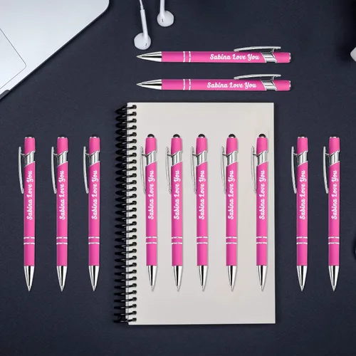 Miniatura 6 de Aolun 108 bolígrafos personalizados al por mayor con stylus grabado, bolígrafos personalizados, metal suave al tacto, grabado de nombre, logotipo