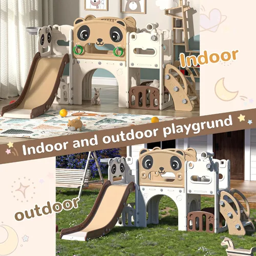 Miniatura 5 de Nyeekoy - Juego de tobogán y escalador 9 en 1 para niños pequeños, para interiores y exteriores, con aro de baloncesto, telescópico y espacio