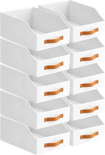 Miniatura 23 de Homsorout Contenedores de almacenamiento de tela para organizar, paquete de 6 cajas de almacenamiento grandes trapezoidales plegables con asa