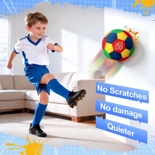 Miniatura 4 de HopeRock Pelota de Fútbol Blanda de Espuma para Interior Tamaño 4 para Niños para Tu Hogar, Ligera Segura y Divertida para Entrenamiento