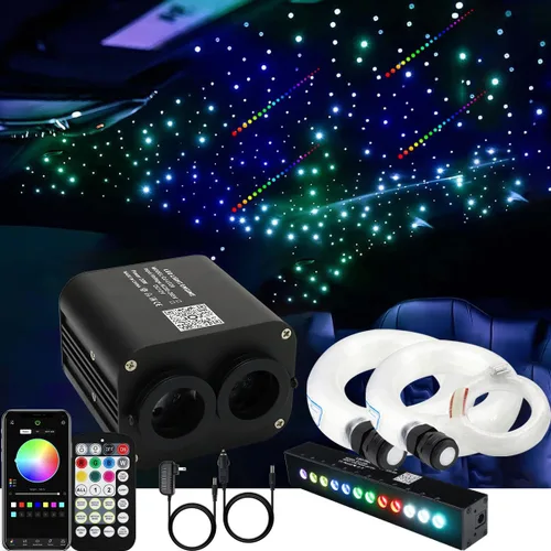 AZIMOM Kits de Revestimiento de Techo Estrellado de Fibra Óptica Parpadeante de Doble Color 20w, 1200 piezas 0.03 pulgadas 13.1 pies, Meteoro