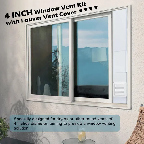 Miniatura 4 de Forestchill Kit de ventana de ventilación para secadora, kit de ventilación de ventana de 4 pulgadas con cubierta de ventilación de secadora, se