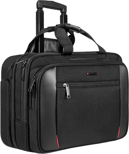 EMPSIGN Maletín con ruedas para laptop, bolsa de computadora de 17.3" con ruedas, bolsa de viaje con ruedas repelente al agua que cabe debajo del