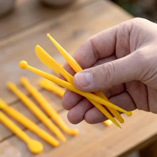 Miniatura 6 de Kit de herramientas de modelado de arcilla de 14 piezas, plástico reutilizable, de doble cara, herramientas de cerámica para dar forma y esculpir