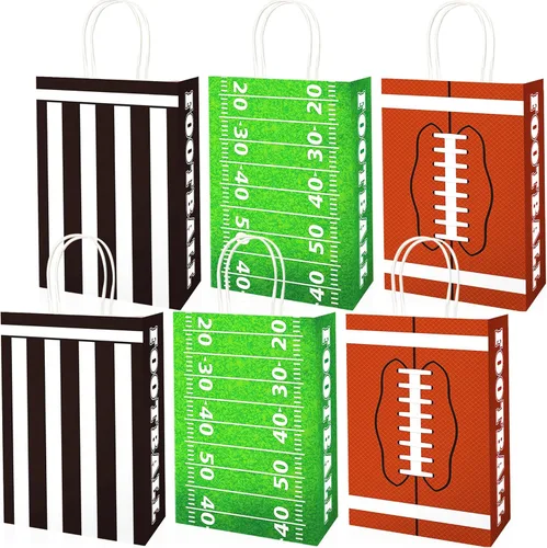 JAROVOKUWO 24 bolsas de cartón perfectas para niños, regalo de fiesta de fútbol, regalo de cumpleaños, suministros de decoración de fiesta deportiva