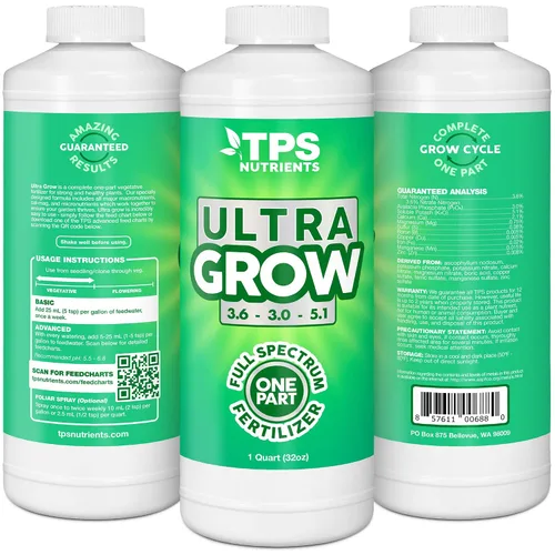Miniatura 2 de TPS NUTRIENTS Fertilizante vegetal Ultra Grow de una parte con todos los NPK Cal-Mag y Micros, 1 cuarto de galón (32 onzas)
