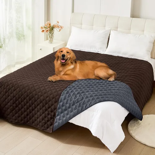 Miniatura 71 de Smiry Funda impermeable para cama de mascota, suave y lavable, para muebles, cama, sofá, reversible, a cuadros (30 x 53 pulgadas, color beige/beige)