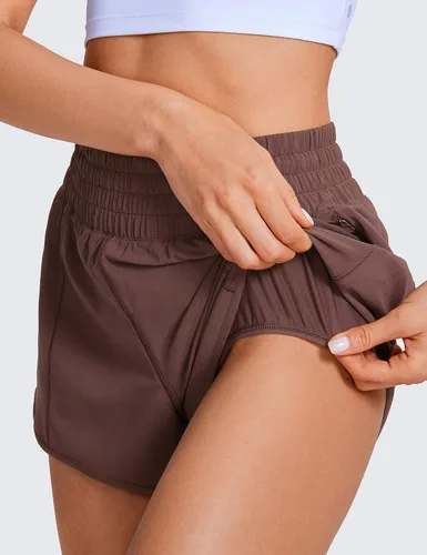 Miniatura 68 de CRZ YOGA Pantalones cortos de correr de cintura alta para mujer de 2.5 pulgadas, forro de malla de secado rápido para entrenamiento deportivo