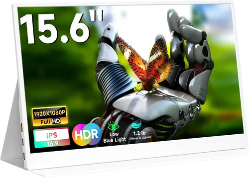 QAF Monitor portátil para laptop, 15.6 pulgadas FHD 1080P USB-C HDMI 100% sRGB HDR pantalla IPS, ultradelgado de viaje segunda pantalla compatible