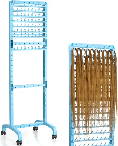 Yumkfoi Estante ajustable para trenzar para el cabello, 160 clavijas, soporte de doble cara para trenzar, estante de trenzas de altura ajustable con
