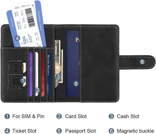 Miniatura 2 de Funda para Pasaporte Personalizada con Letra de la A a la Z, Billetera de Viaje con Bloqueo RFID, Funda para Pasaporte, Estuche para Pasaporte