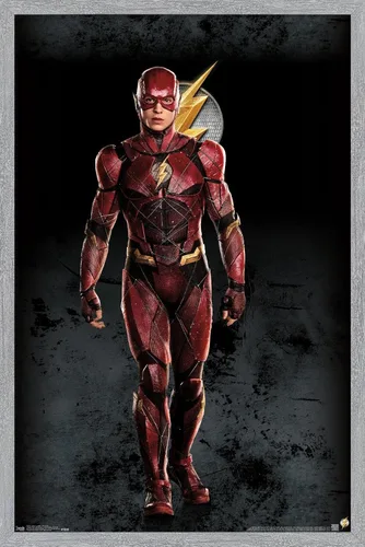 Miniatura 12 de Trends International Película de DC Comics - Liga de la Justicia - Póster de pared The Flash, 14.725 x 22.375 pulgadas, versión enmarcada de madera