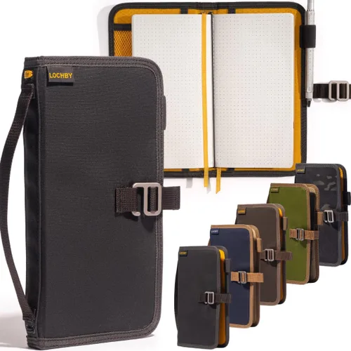 Miniatura 55 de LOCHBY® Carpeta Field A5 Cubierta de carpeta de 6 anillas Lona encerada resistente al agua Diseño plano Sistema A5 apto para recargar