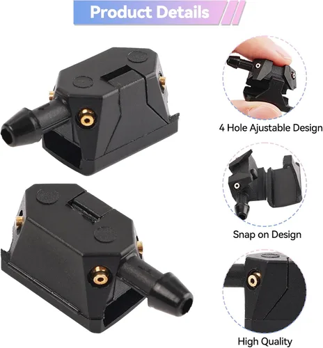 Miniatura 3 de XUKEY Kit de boquilla rociadora para lavaparabrisas, ajuste universal para brazo de limpiaparabrisas de 0.31 a 0.35 pulgadas, ángulo de rociado