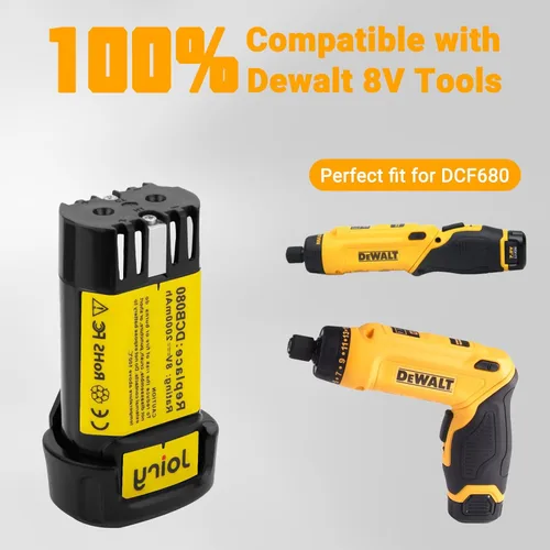 Miniatura 3 de Joiry Batería de repuesto de iones de litio de 8 V 2000 mAh con mayor seguridad y mayor tiempo de funcionamiento, compatible con herramientas