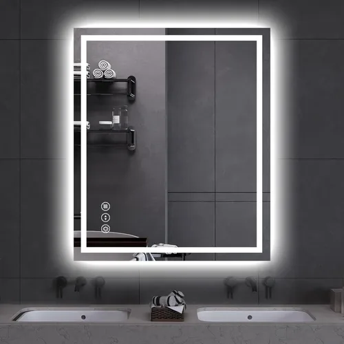 Miniatura 12 de Espejo de baño LED de 24 x 32 pulgadas, espejo de baño antivaho con luces, espejos de tocador iluminados montados en la pared, regulable