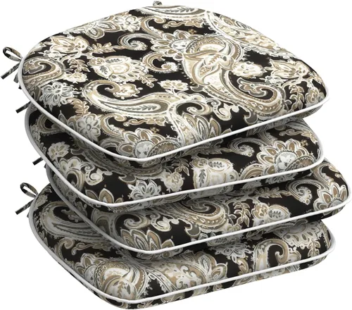 Miniatura 53 de DYTXIII Juego de 2 cojines para sillas de exterior con lazos, almohadillas repelentes al agua para sillas de patio de 17 x 16 pulgadas para muebles
