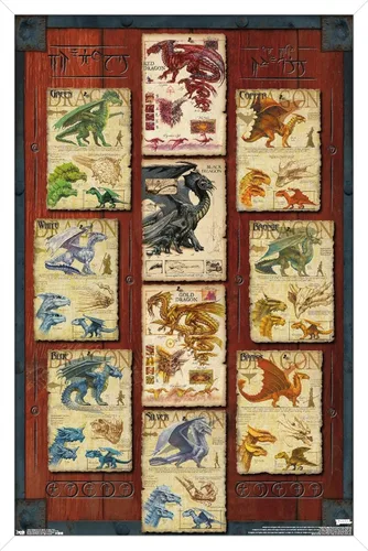 Miniatura 11 de Trends International Dungeons and Dragons - Póster de pared con cuadrícula de dragón, 22.4L x 14.7W, versión con marco de madera tipo granero