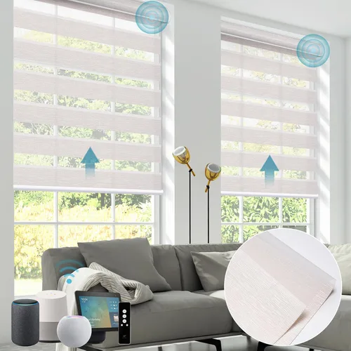 Miniatura 31 de SmartWings Persianas motorizadas de cebra con cenefa funcionan con Homekit Thread Alexa Z-Wave Smart de doble capa con control remoto, persiana