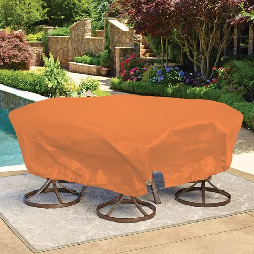 Miniatura 19 de Bynbbur Funda impermeable para muebles de patio de 13 pies con dobladillo de cuerda de alambre en todos los bordes, fundas redondas para piscina