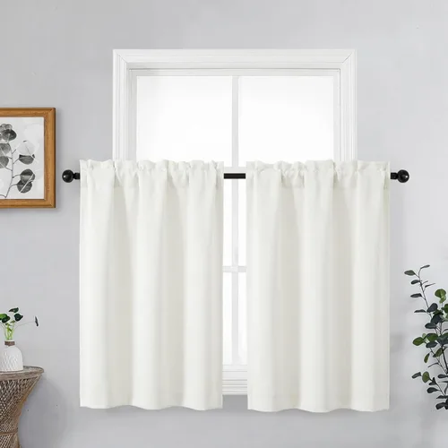Miniatura 112 de OVZME Cortinas opacas turquesa para tratamiento de ventanas pequeñas, cortinas cortas con bloqueo de luz para ventana de cocina sobre el fregadero