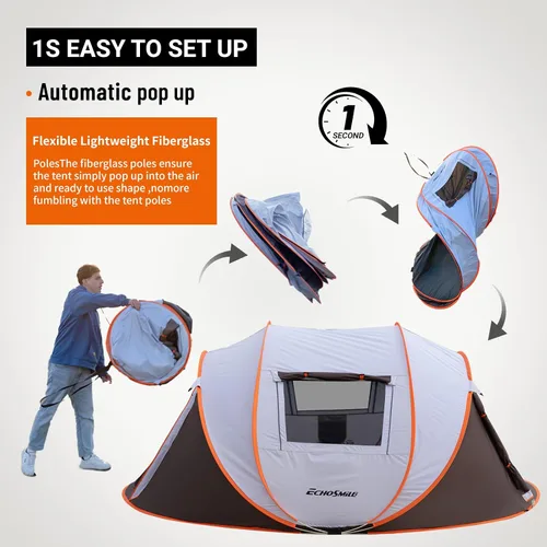 Miniatura 3 de EchoSmile Tienda de campaña desplegable para 2/4/6 personas, fácil instalación, cúpula resistente al agua, portátil con bolsa de transporte Blanco