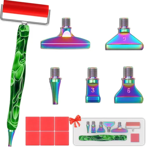 Miniatura 12 de Heyseri Juego de 14 piezas de herramientas y accesorios para bolígrafo de pintura de diamantes, exquisitas puntas de bolígrafo de metal de acero