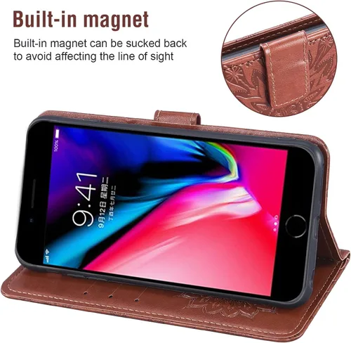 Miniatura 4 de Funda de teléfono para iPhone 7plus 8plus 7/8 Plus con protector de pantalla de vidrio templado, funda de cuero con tapa para tarjetero, accesorios